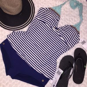 Sperry Top Sider 2PC Stripe Halter Short Swim Suit